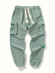Men's Solid Corduroy Pants With Multi Pockets Casual Drawstring Trousers For Outdoor Activities Gift