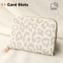 Fashionable Leopard Print MINI Wallet With Rfid Blocking Pu Material Purse With Zipper Closure And 11 Card Slots 10.92CMX 7.87CM