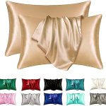 2PCS Polyester Pillowcase For Skin And Hair Without Core Satin Pillow Cases Soft Breathable Smooth Cooling Pillow Covers For Sle