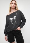 Off The Shoulder Printed Sweatshirt - Grey