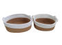 Storage Baskets Set Of 2 Oval Shape Cotton Rope White And Natural