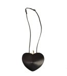 Genuine Leather Heart Shaped Bag - Black Free