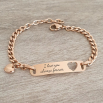 Arabella Personalized Rose Gold Stainless Steel Bracelet Adjustable Size 18-22CM Ready In 3 Days