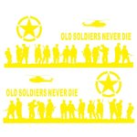 2 Pcs set D-84 Old Soldiers Pattern Car Modified Decorative Sticker Yellow
