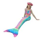 3 Piece Kids Rainbow Tones Mermaid Bikini KH07 - 150