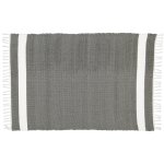 Dhurrie Tabby Charcoal With White Stripe Bath Mat - Bedside Mat - 75 X 120 Cm