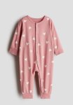 Patterned Sleepsuit - Pink Hearts