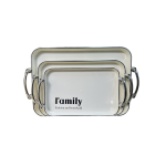 Square Plastic Tray With Handle Snack Cake Fruit Tray - 3-PIECE Set