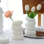 Scandinavian Style Spiral Cylinder Vase - Plastic Garden Flower Vase With Circular Pattern Modern Minimalist Aesthetic Home Deco