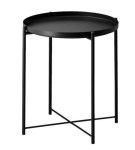 Smte 1-TIER Metal Round Side Table Tray Table Small Coffee Table Black With Keychain