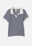 Cotton On Winston Waffle Polo - In The Navy vanilla Stripe