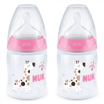 Nuk First Choice+ Temperature Control Bottle Silicone Teat 0-6 Months - 150ML 2 Pack - Giraffe