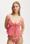 Cotton On Bow Front Tankini Top- Pink & Red Gingham
