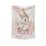 Personalised Fleece Blanket Soft Watercolour Girly Bunny