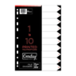 A4 Multicoloured Numbered File Dividers 10-PACK
