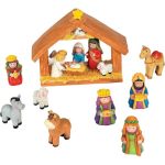 Fun Express MINI Christmas Nativity Set Stable With Jesus Mary Joseph Wisemen - 9 Pieces Red Blue Green Beige Brown