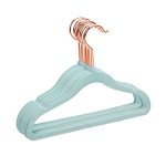 Mizgi Premium Kids Velvet Hangers Pack Of 50 With Copper rose Gold Hooks Space Saving Ultra Thin Non Slip Baby Hangers For Child