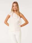 Fern Asymmetric Frill Top - 16 Neutral