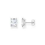 Ear Studs White Stone Silver