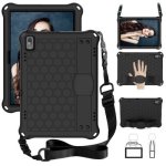 For Lenovo Tab M10 TB-X505X F Honeycomb Design Eva + PC Material Four Corner Anti Falling Flat Protective Shell With Strap Black