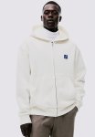 Loose Fit Zip-through Hoodie - White flower