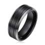 Men's Double Groove Polished Black Tungsten Ring OY-R-023 - 11