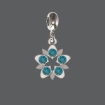 Silver Blue Zircon Crystal Flower Charm