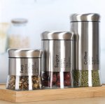 Stainless Steel Airtight Glass Storage Jar