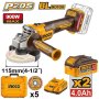 Ingco 20V Cordless Bl Angle Grinder 115MM 4.0AH Kit CAGLI261522