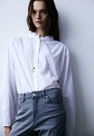 Frill-trimmed Cotton Blouse - White