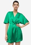 Satin Wrap Dress - Green