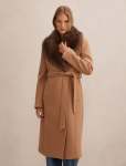Shelby Faux Fur Collar Coat - 16 Camel choc