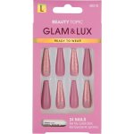 Beauty Topic Glam & Lux Long Coffin Dusty Rose & Glitter Nail Set 24 PACK