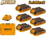 Ingco P20S Lithium-ion Battery And Charger Kit 2.0AH