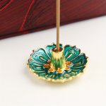 1PC Vintage Line Incense Burner Retro Enamel Lotus Fragrance Incense Seat Portable Household Incense Burner