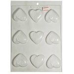 Plastic Chocolate Hearts Mould 9 Cavity