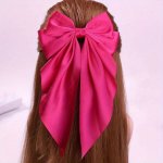 1PC Elegant Vintage Premium Y2K Rose Red Bow Hair Clip Layered Long Tassel Pure Color Large Bow Barrette Women Girls Casual Part