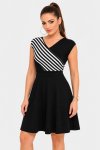 Juliette Black Stripe Knee Length Sleeveless Evening Office Dress