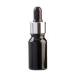 10ML Black Glass Aromatherapy Bottle With Pipette - Black & Silver Collar 18 60