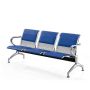 Steel Chrome Upholstered 3 Seater Waiting Area Reception Chairs - Blue