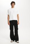 Cotton On Baggy Pleat Cargo Pant - Black Cord