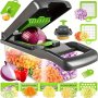 14-IN-1 Vegetable Chopper And Mandoline Slicer - Manual Food Chopper With Stainless Steel Blades Abs Material Square Cutter Onion Slicer-dicer Salad-garlic Chopper With Container