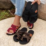 Women's Hollow Mesh Slide Sandals Casual Loop Toe Flat Summer Shoes Lightweight Slide Sandals