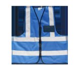 Premium Reflective Vest With Zip & Id Blue