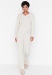 Polo Collar Knit Two-piece Set - Stone