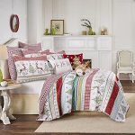 Levtex Home Merry & Bright Collection - Comet And Cupid Quilt - Full queen - Holiday Deer And Christmas Trees - Red Green White