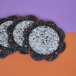 Eco-resin Flower Power Terrazzo Coasters Set Of 4 - Black & White