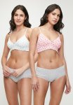 Cotton On Organic Cotton Ruffle Padded Bralette 2PK - Rose Ditsy Red rose Ditsy