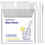 Heykirhome 12-PACK Reusable Glass Straw Size 8.5"X10 Mm Including 6 Straight And 6 Bent With 2 Cleaning Brush- Perfect For Smoo