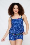 Senza Ladies Printed Swimwear Strappy Blouson Tankini Set With Boy Shorts